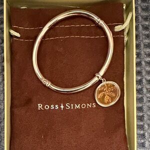 Ross-Simons Silver Bangle Bracelet with Gold-Tone Penny Charm